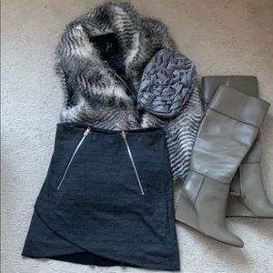 Heather grey high-low mini skirt